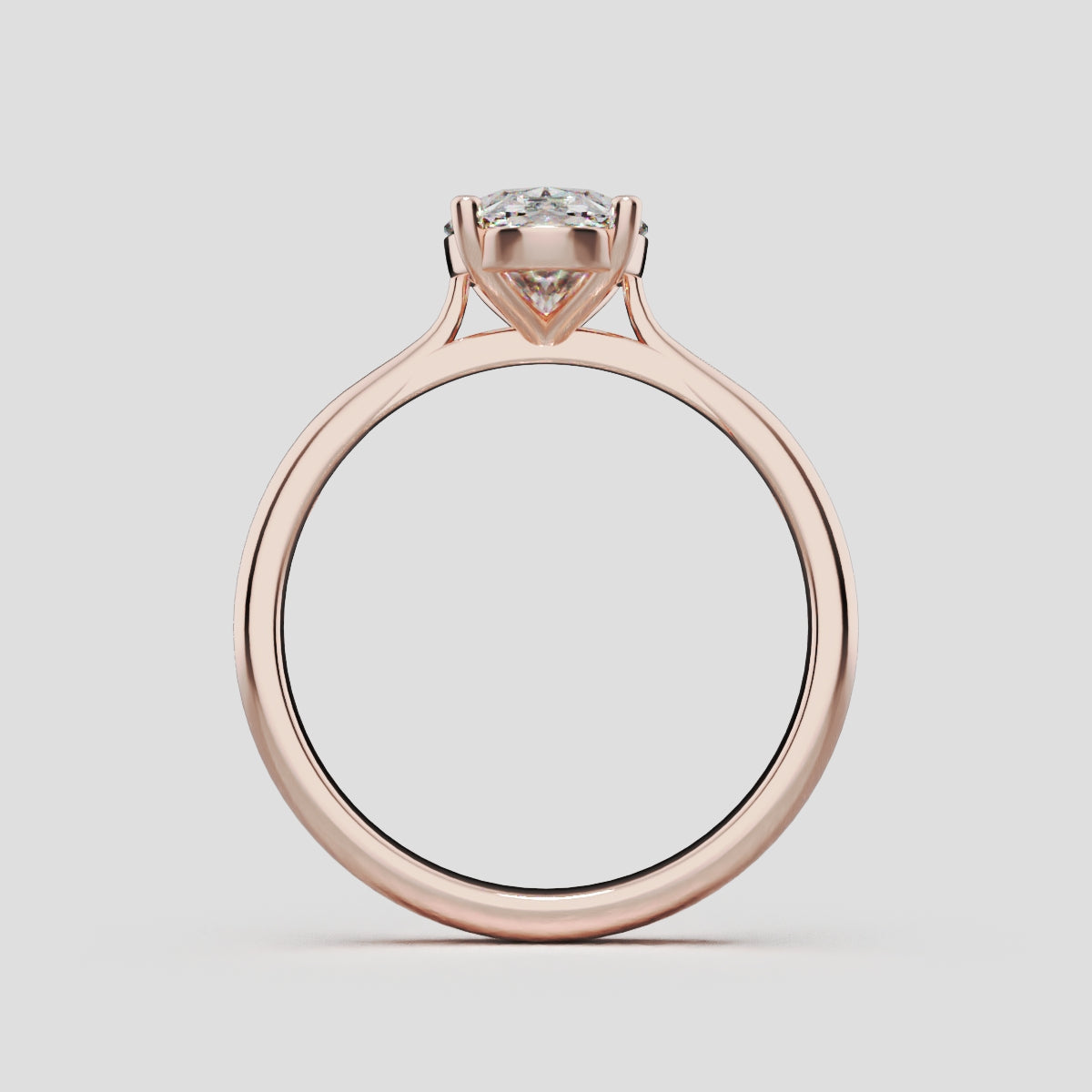 Abside, 1.5ct oval lab grown diamond engagement ring, Cathedral Plain Gallery, 18K rose gold - through finger