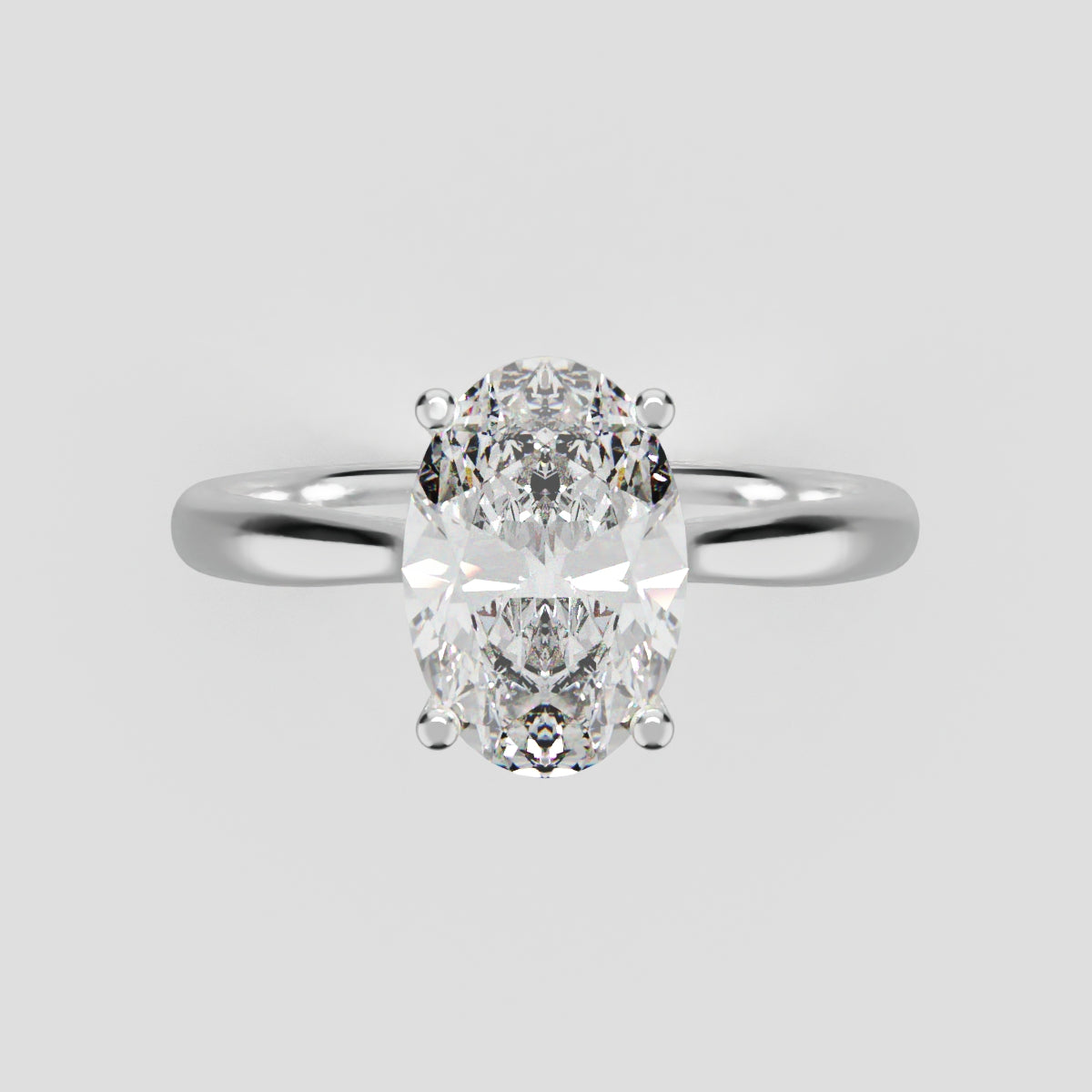 Abside, 1.5ct oval lab grown diamond engagement ring, Cathedral Plain Gallery, 18K white gold - front view