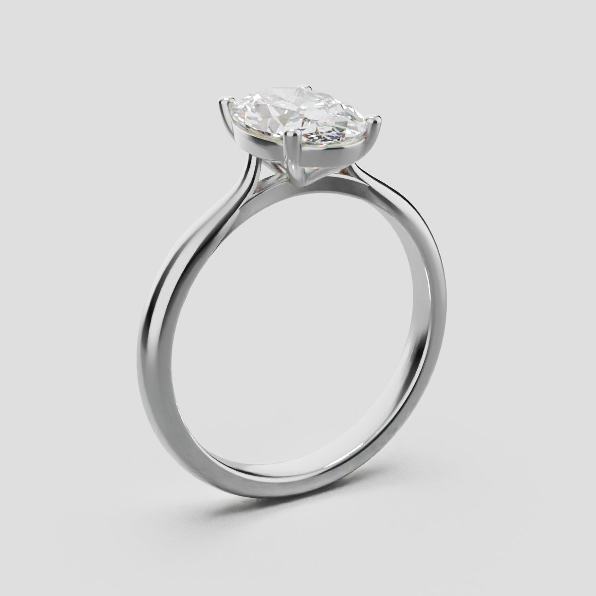 Abside, 1.5ct oval lab grown diamond engagement ring, Cathedral Plain Gallery, 18K white gold - ne