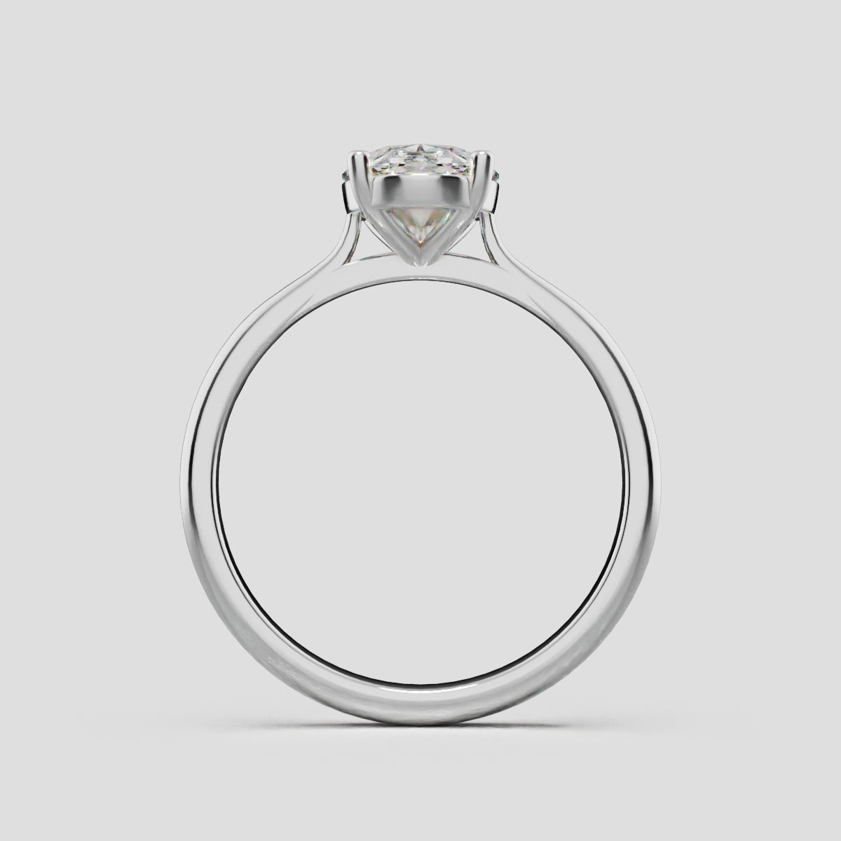 Abside, 1.5ct oval lab grown diamond engagement ring, Cathedral Plain Gallery, 18K white gold - through finger