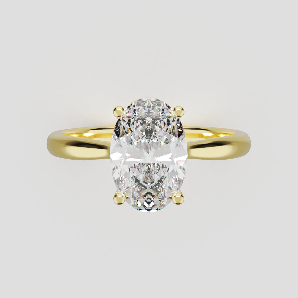Abside, 1.5ct oval lab grown diamond engagement ring, Cathedral Plain Gallery, 18K yellow gold - front view