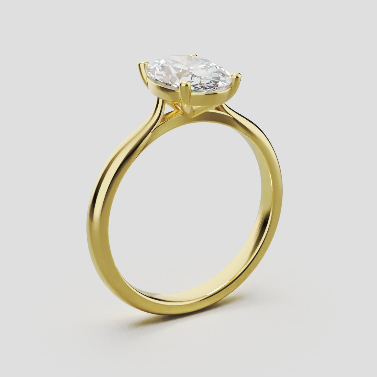 Abside, 1.5ct oval lab grown diamond engagement ring, Cathedral Plain Gallery, 18K yellow gold - ne