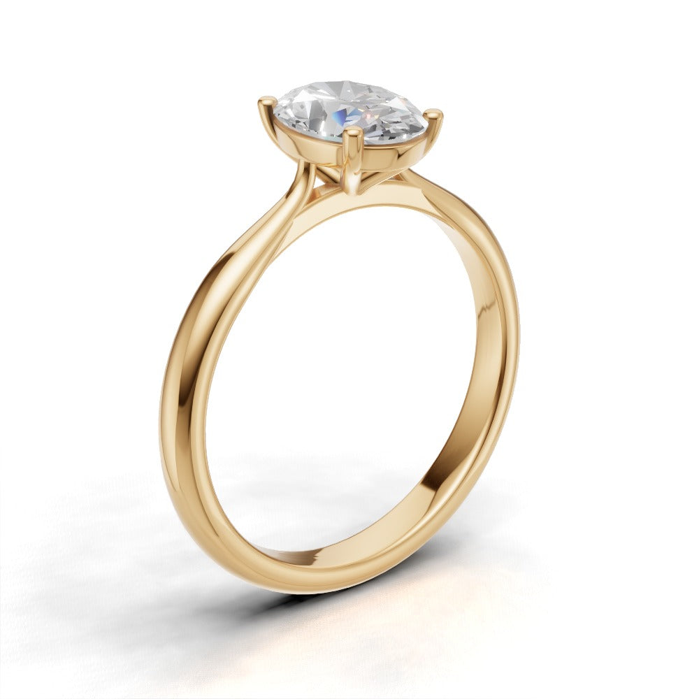 Abside, 1ct oval lab grown diamond engagement ring, Cathedral Plain Gallery, 18K yellow gold - ne