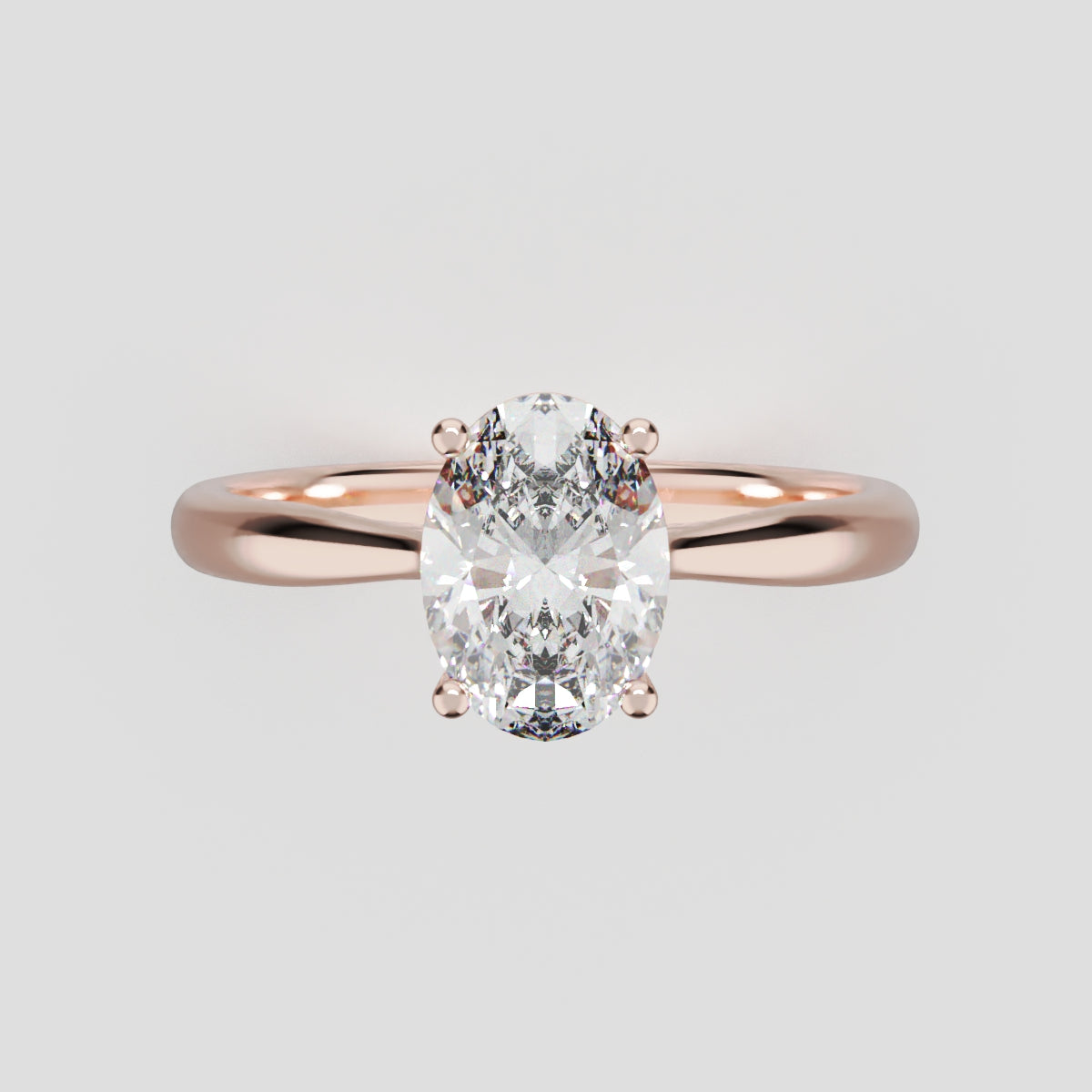 Abside, 1ct oval lab grown diamond engagement ring, Cathedral Plain Gallery, 18K rose gold - front view