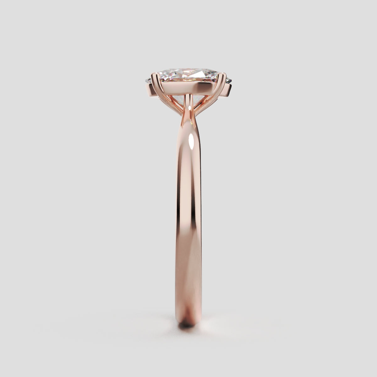 Abside, 1ct oval lab grown diamond engagement ring, Cathedral Plain Gallery, 18K rose gold - side view