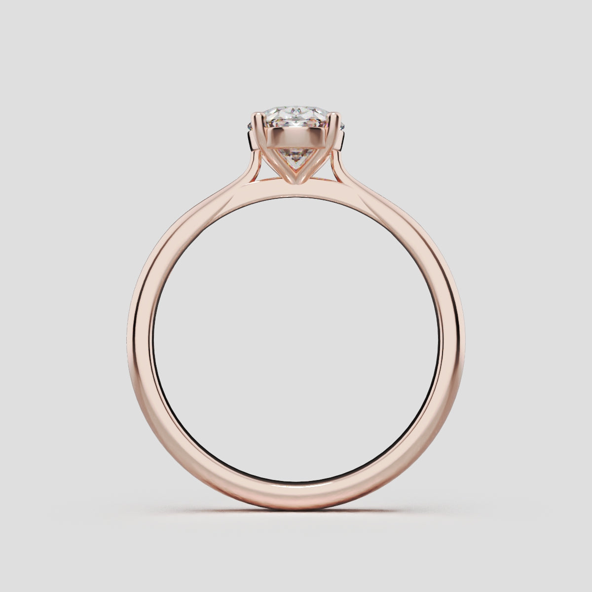 Abside, 1ct oval lab grown diamond engagement ring, Cathedral Plain Gallery, 18K rose gold - through finger