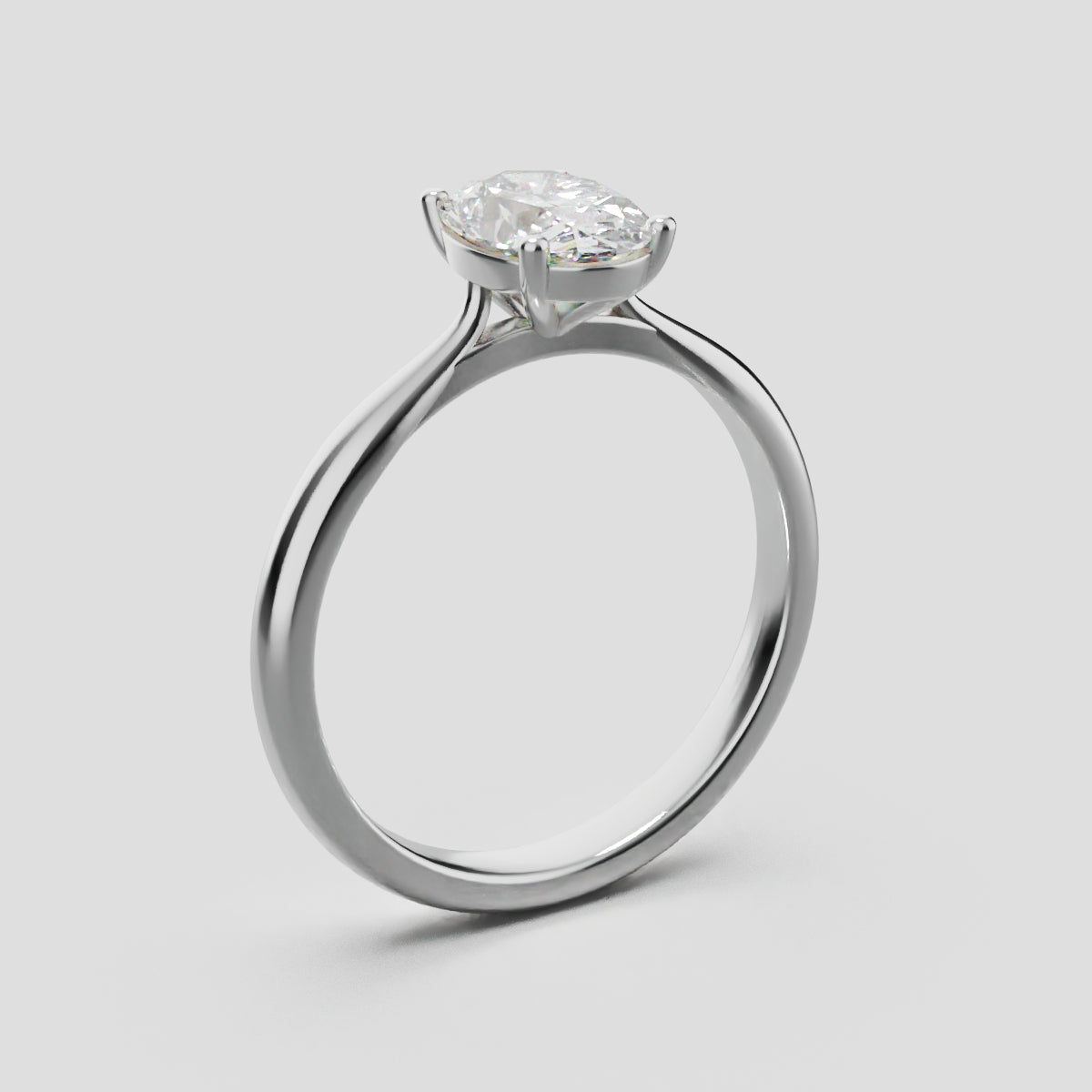 Abside, 1ct oval lab grown diamond engagement ring, Cathedral Plain Gallery, 18K white gold - ne