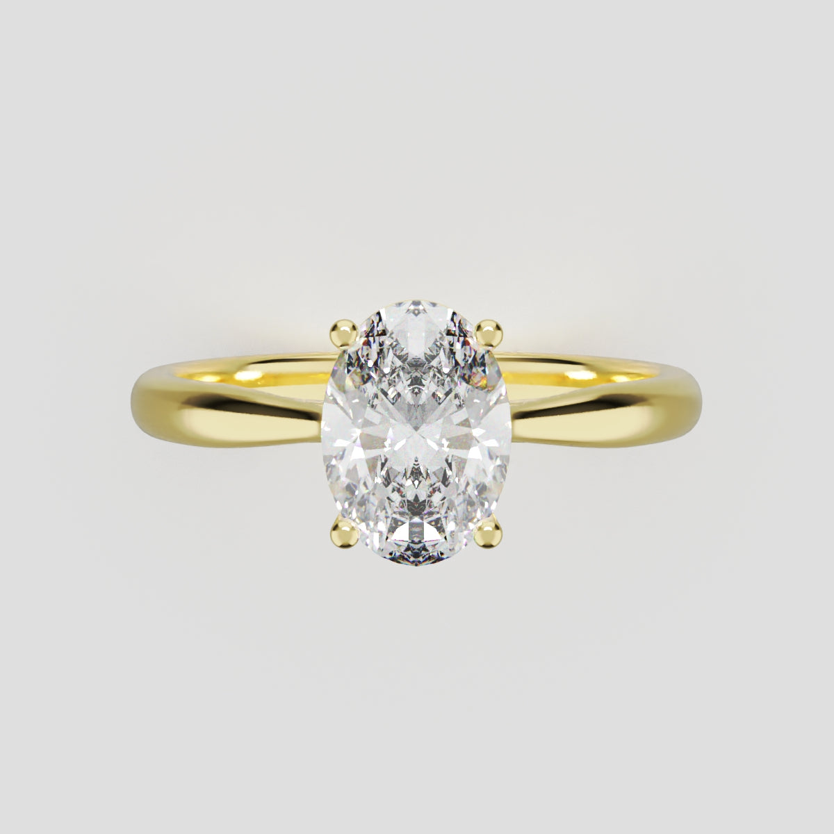 Abside, 1ct oval lab grown diamond engagement ring, Cathedral Plain Gallery, 18K yellow gold - front view