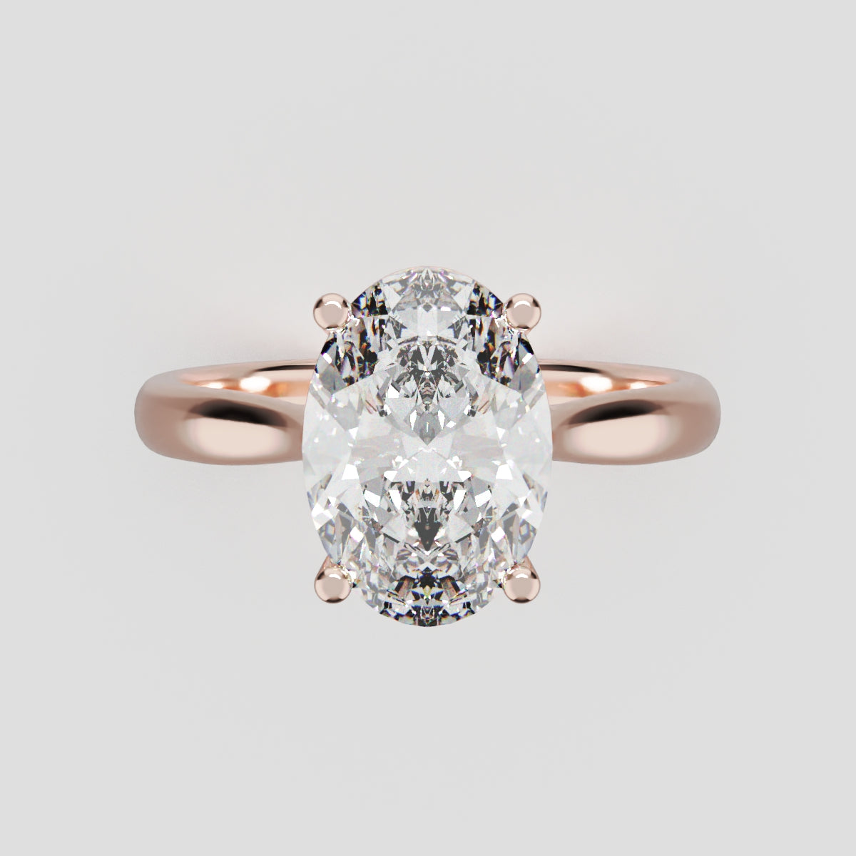 Abside, 2ct oval lab grown diamond engagement ring, Cathedral Plain Gallery, 18K rose gold - front view