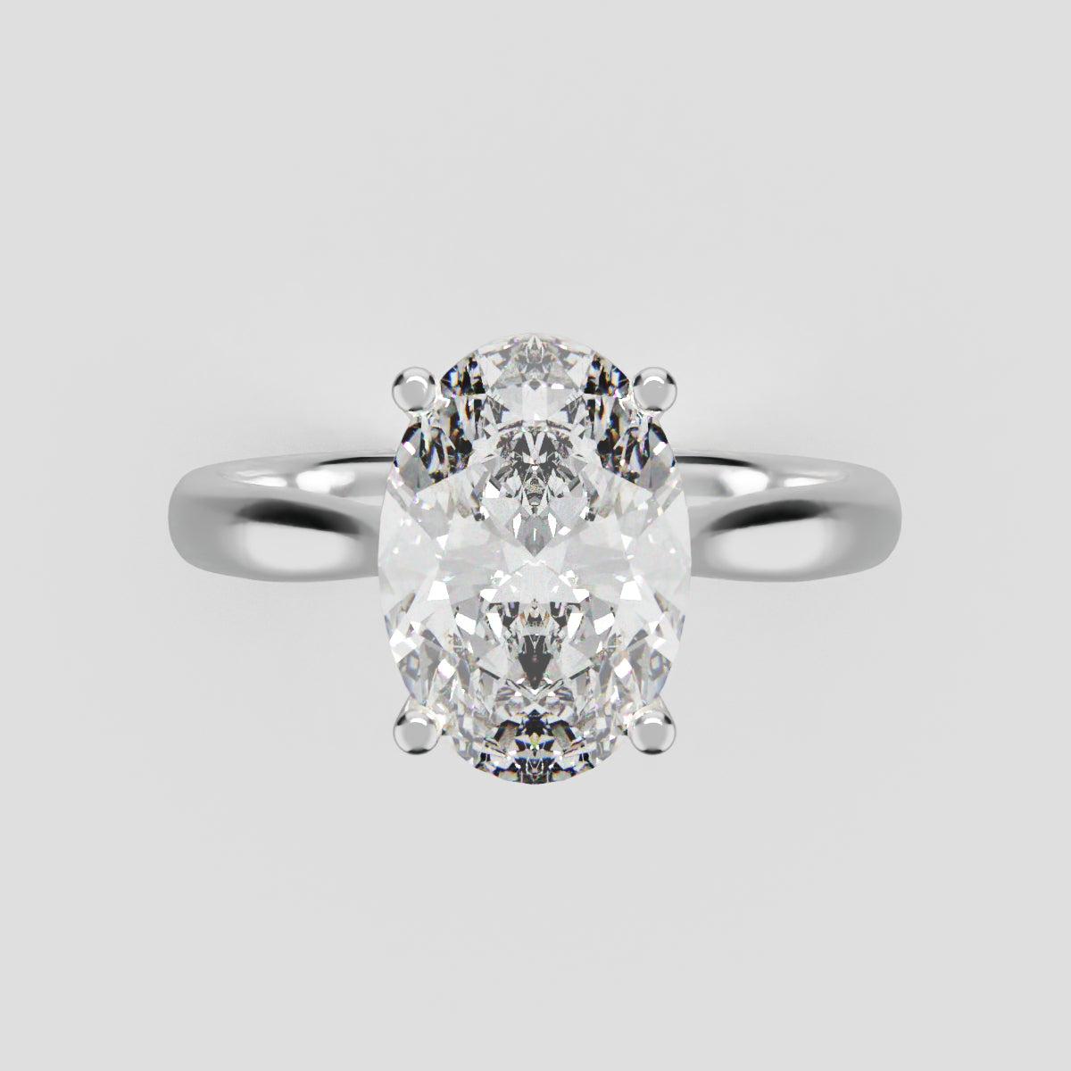 Abside, 2ct oval lab grown diamond engagement ring, Cathedral Plain Gallery, 18K white gold - front view