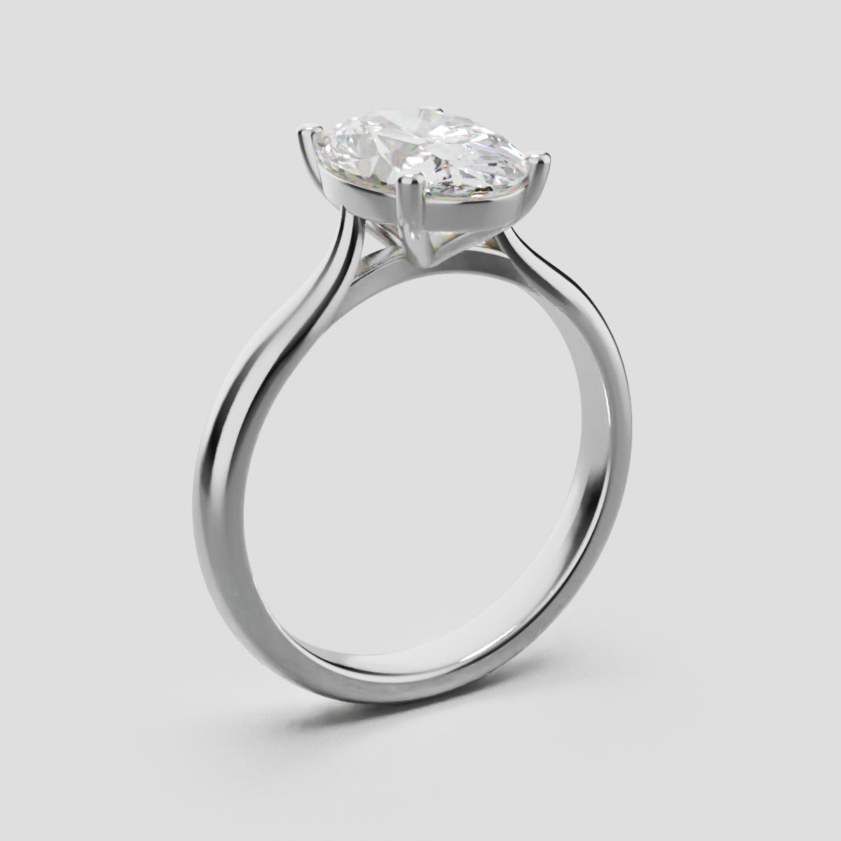 Abside, 2ct oval lab grown diamond engagement ring, Cathedral Plain Gallery, 18K white gold - ne
