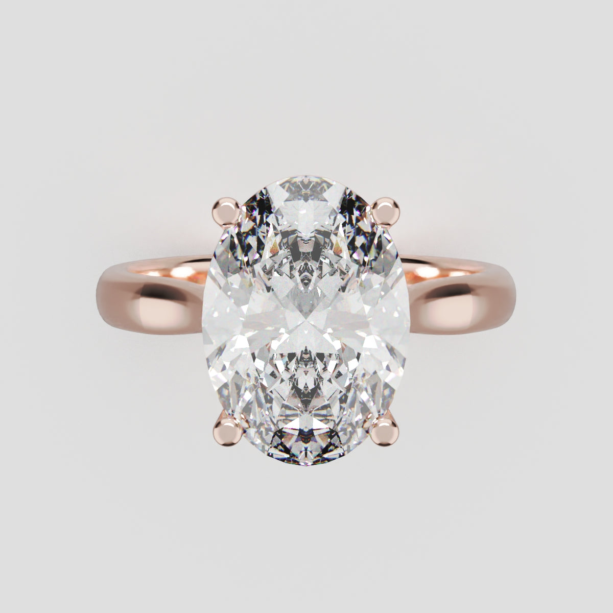 Abside, 3ct oval lab grown diamond engagement ring, Cathedral Plain Gallery, 18K rose gold - front view