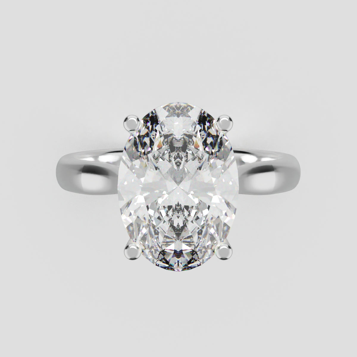Abside, 3ct oval lab grown diamond engagement ring, Cathedral Plain Gallery, 18K white gold - front view
