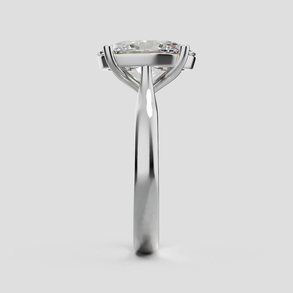 Abside, 3ct oval lab grown diamond engagement ring, Cathedral Plain Gallery, 18K white gold - side view