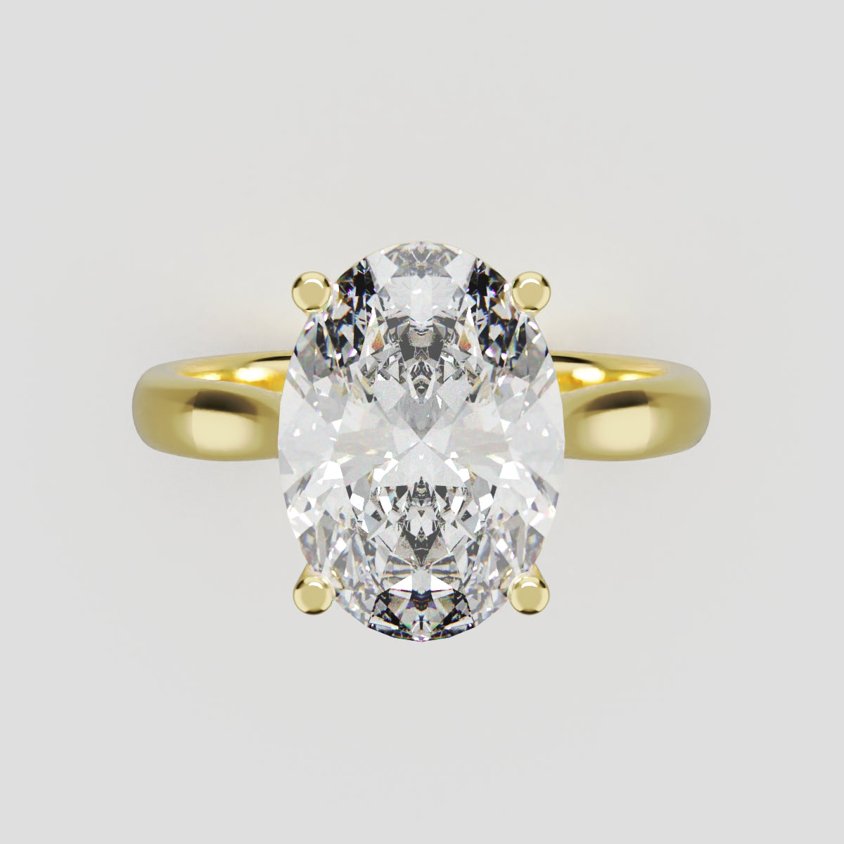 Abside, 3ct oval lab grown diamond engagement ring, Cathedral Plain Gallery, 18K yellow gold - front view