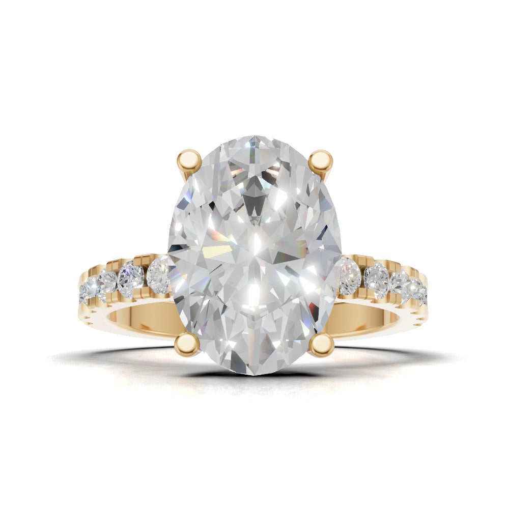 Penombra, 3ct oval lab grown diamond engagement ring, 2.0mm Pave, Hidden Halo, 18K yellow gold - view 4