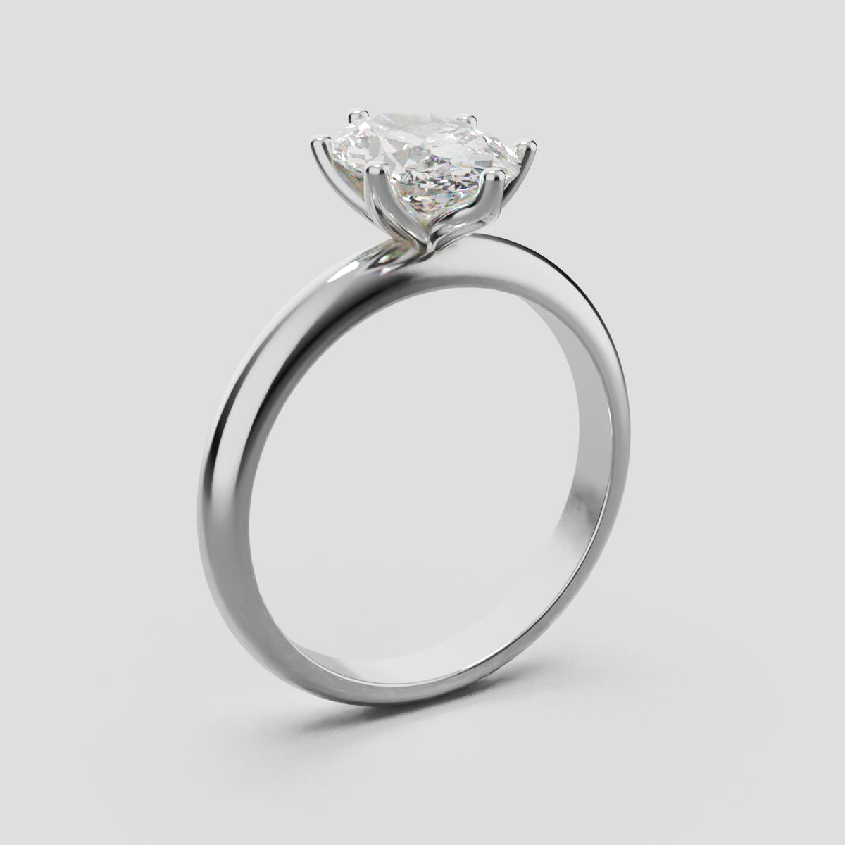 Calice, 1.5ct oval lab grown diamond engagement ring, Petal Set, 18K white gold - ne