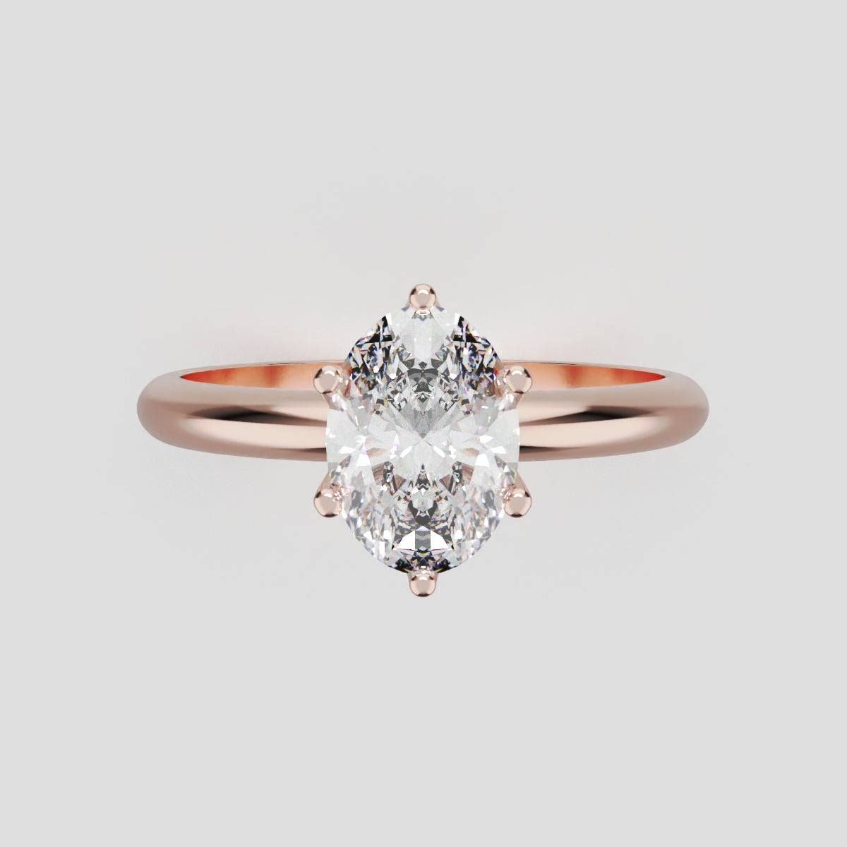 Calice, 1ct oval lab grown diamond engagement ring, Petal Set, 18K rose gold - front view