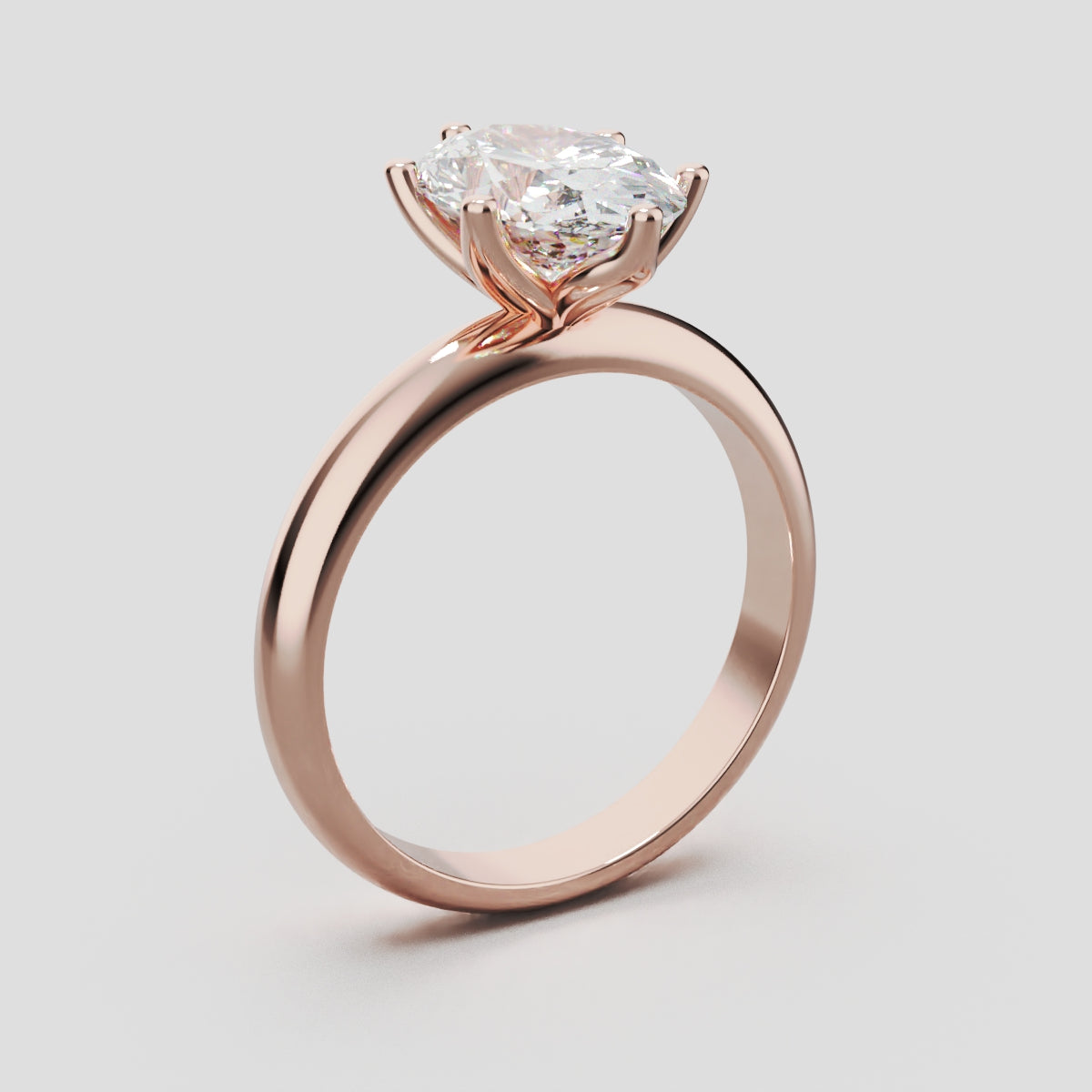 Calice, 2ct oval lab grown diamond engagement ring, Petal Set, 18K rose gold - ne