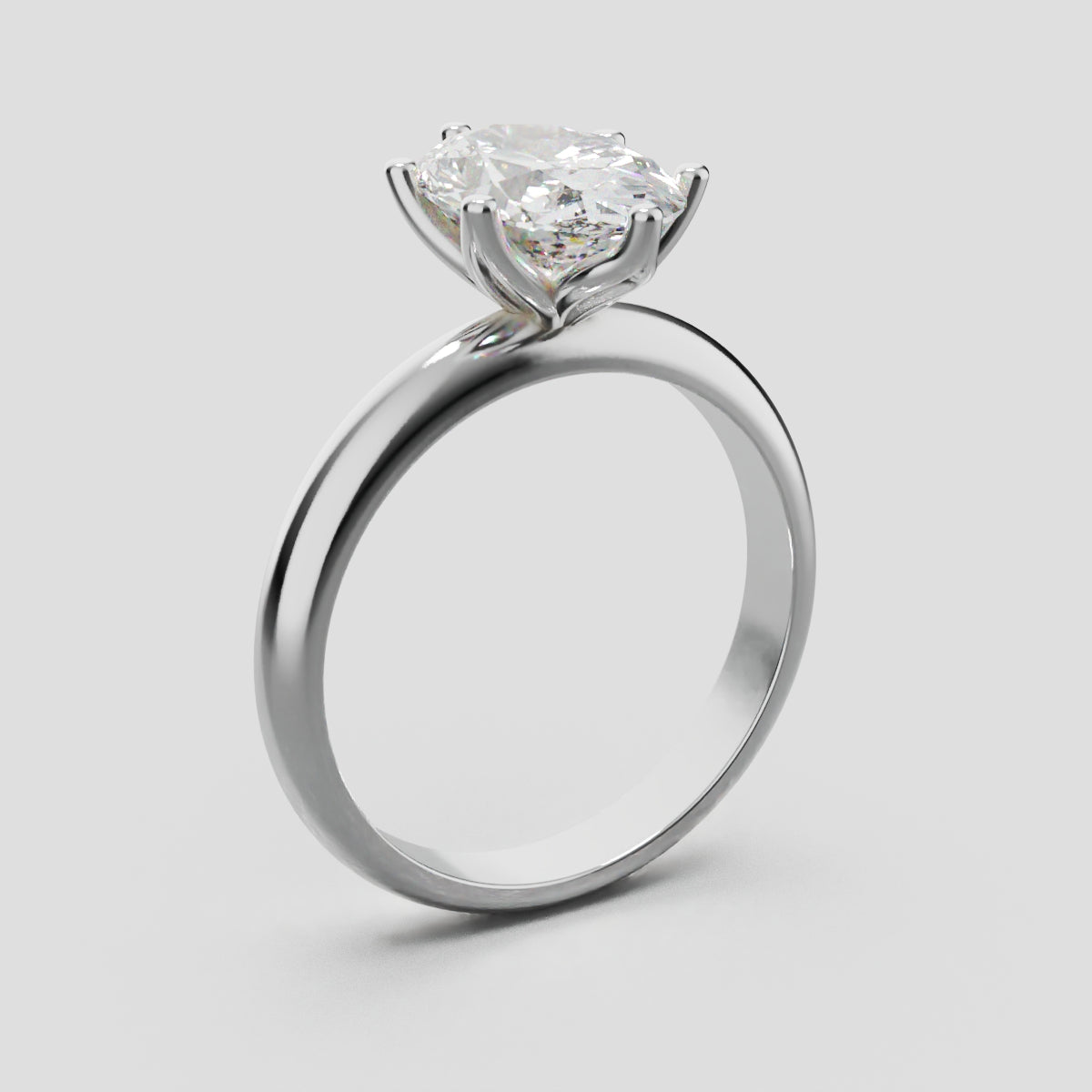 Calice, 2ct oval lab grown diamond engagement ring, Petal Set, 18K white gold - ne