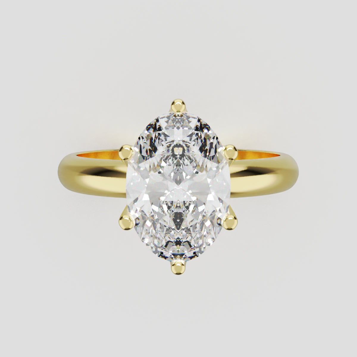 Calice, 2ct oval lab grown diamond engagement ring, Petal Set, 18K yellow gold - front view