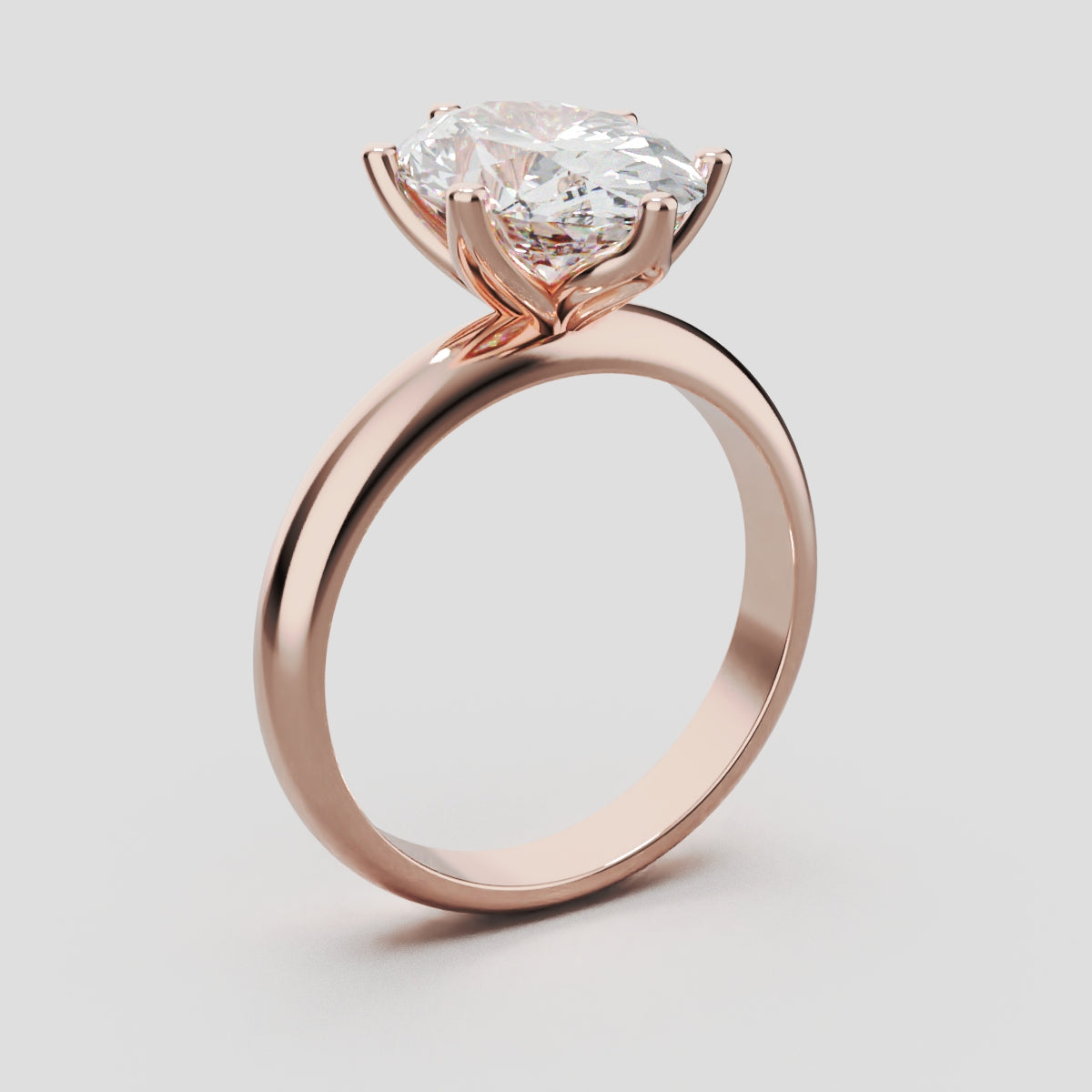 Calice, 3ct oval lab grown diamond engagement ring, Petal Set, 18K rose gold - ne