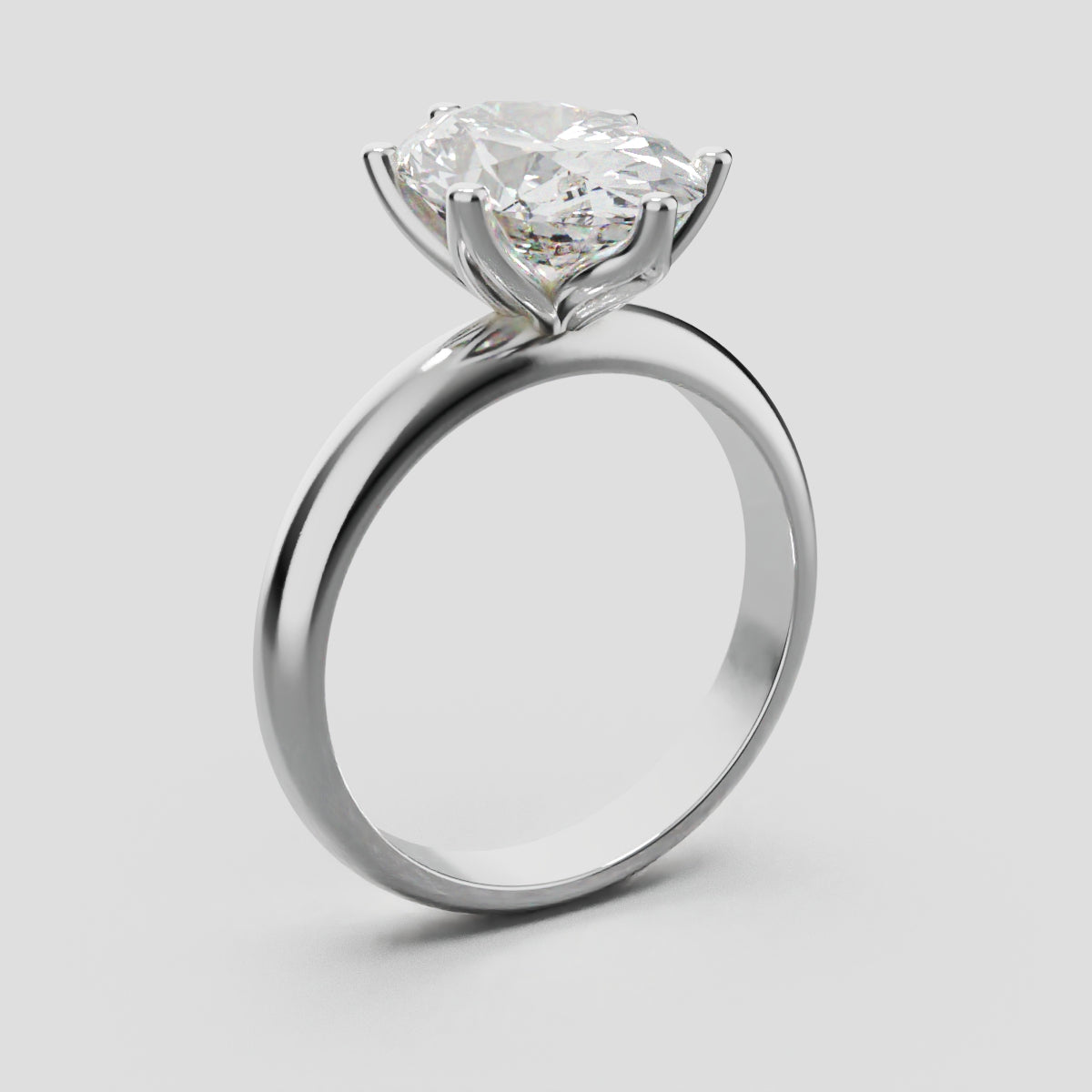 Calice, 3ct oval lab grown diamond engagement ring, Petal Set, 18K white gold - ne