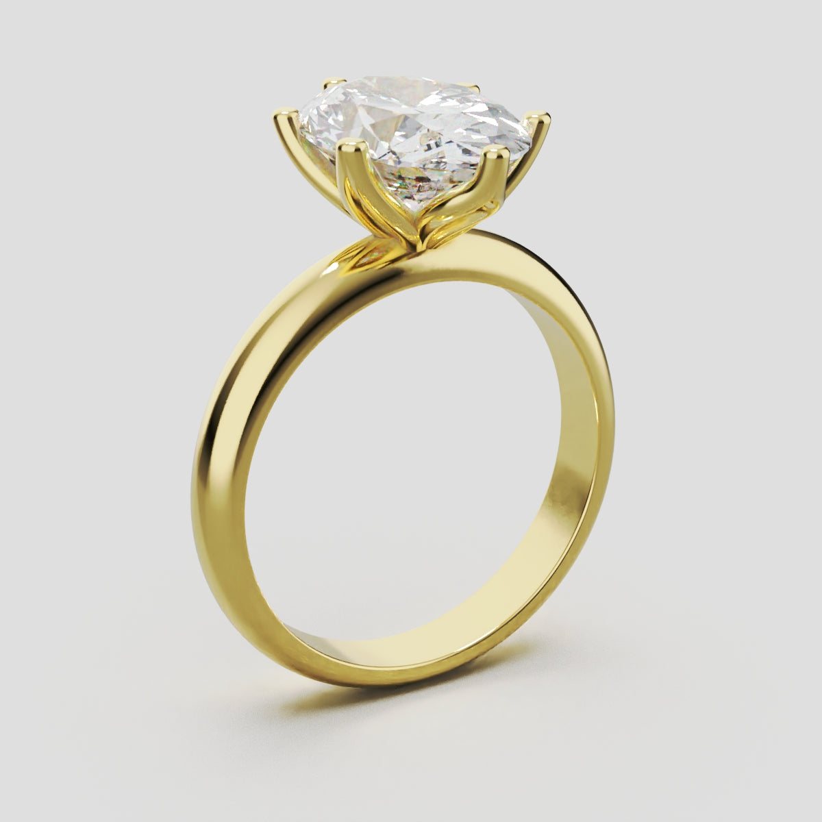 Calice, 3ct oval lab grown diamond engagement ring, Petal Set, 18K yellow gold - ne