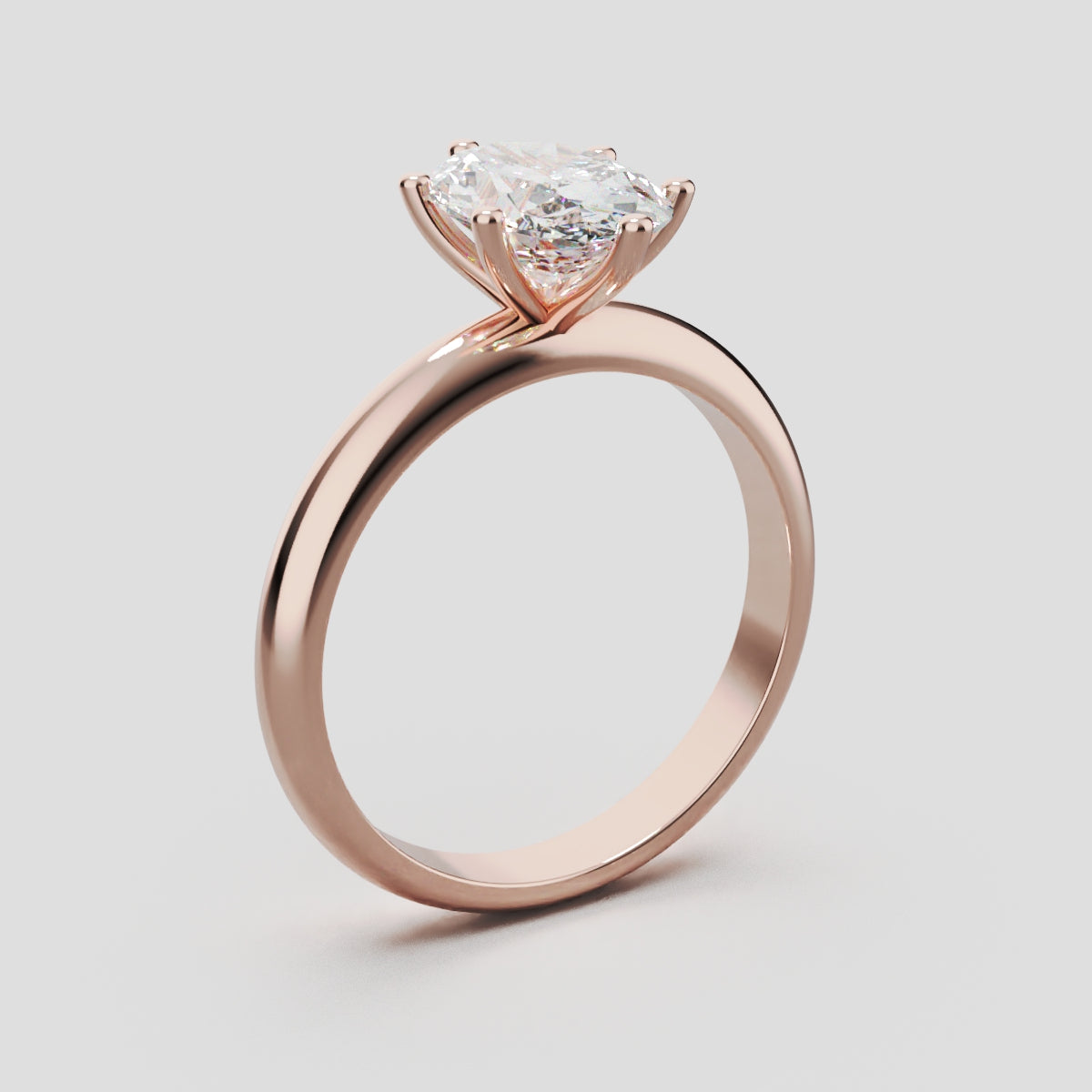 Sestante, 1.5ct oval lab grown diamond engagement ring, Plain Sides, 6 Prongs, 18K rose gold - ne