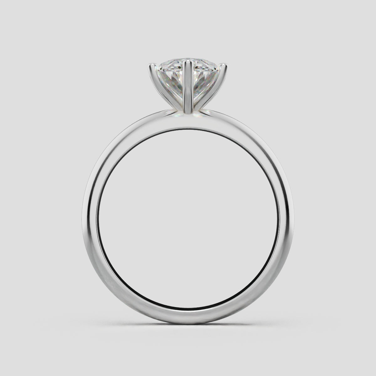 Sestante, 1.5ct oval lab grown diamond engagement ring, Plain Sides, 6 Prongs, 18K white gold - through finger
