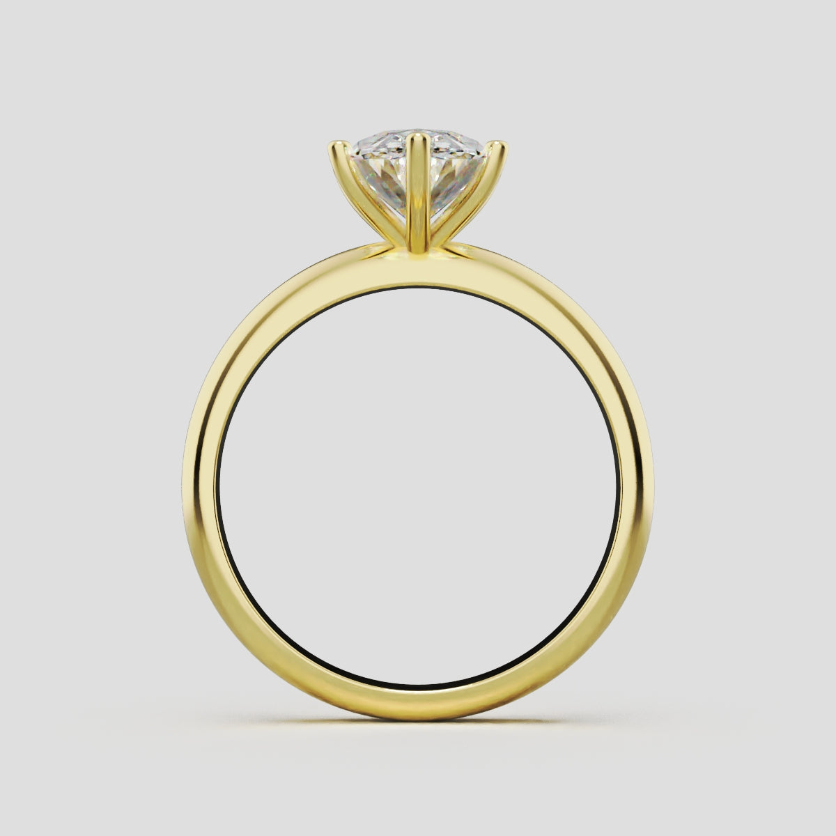 Sestante, 1.5ct oval lab grown diamond engagement ring, Plain Sides, 6 Prongs, 18K yellow gold - through finger