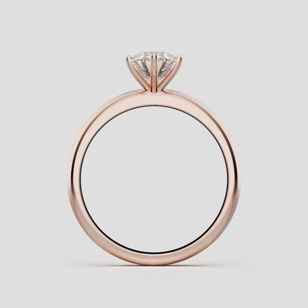 Sestante, 1ct oval lab grown diamond engagement ring, Plain Sides, 6 Prongs, 18K rose gold - through finger