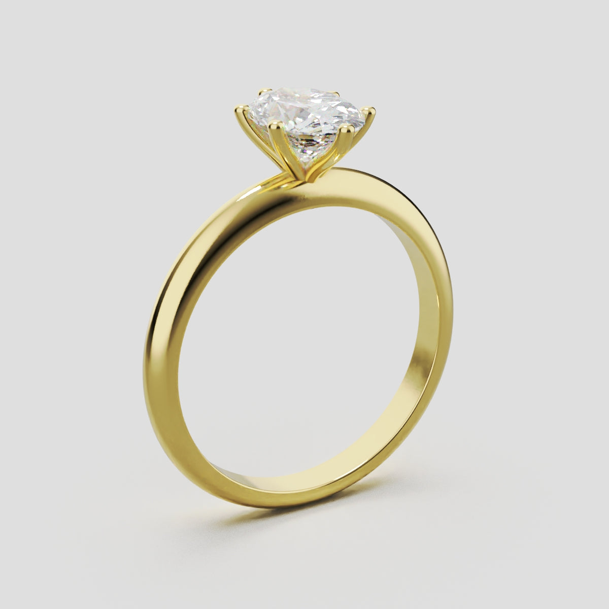 Sestante, 1ct oval lab grown diamond engagement ring, Plain Sides, 6 Prongs, 18K yellow gold - ne