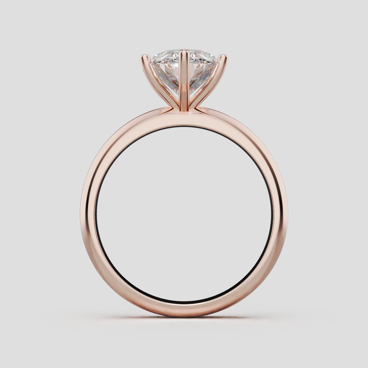 Sestante, 2ct oval lab grown diamond engagement ring, Plain Sides, 6 Prongs, 18K rose gold - through finger