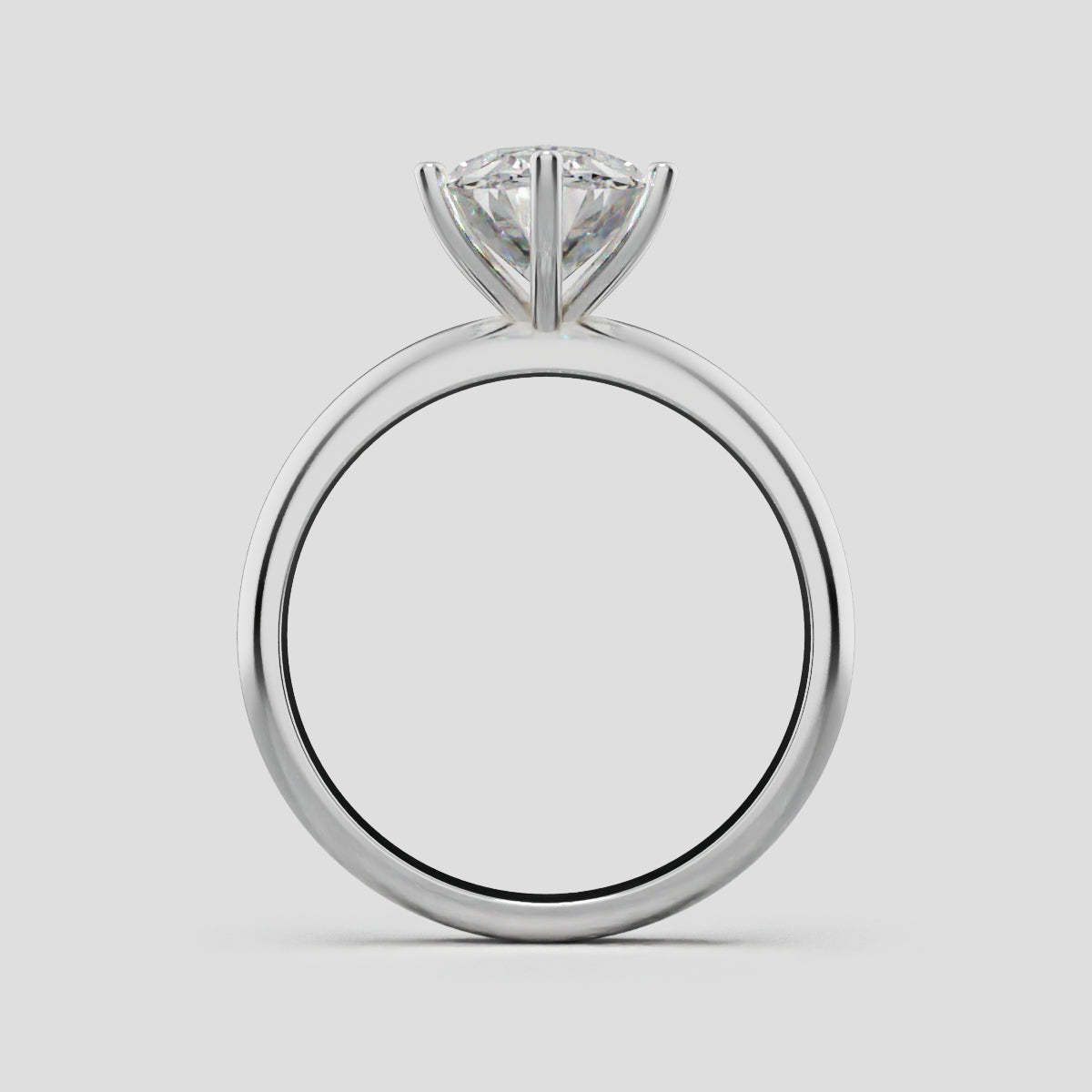 Sestante, 2ct oval lab grown diamond engagement ring, Plain Sides, 6 Prongs, 18K white gold - through finger