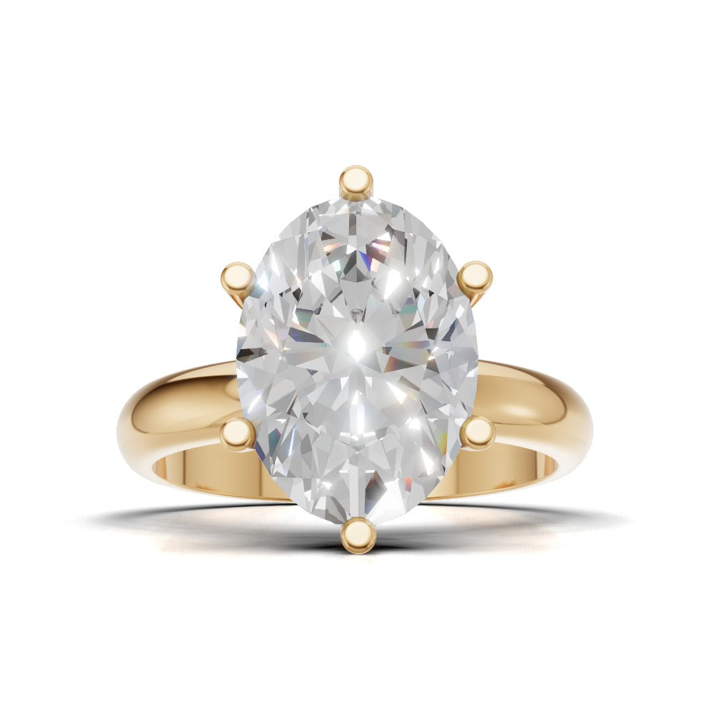 Sestante, 3ct oval lab grown diamond engagement ring, Plain Sides, 6 Prongs, 18K yellow gold - view 4