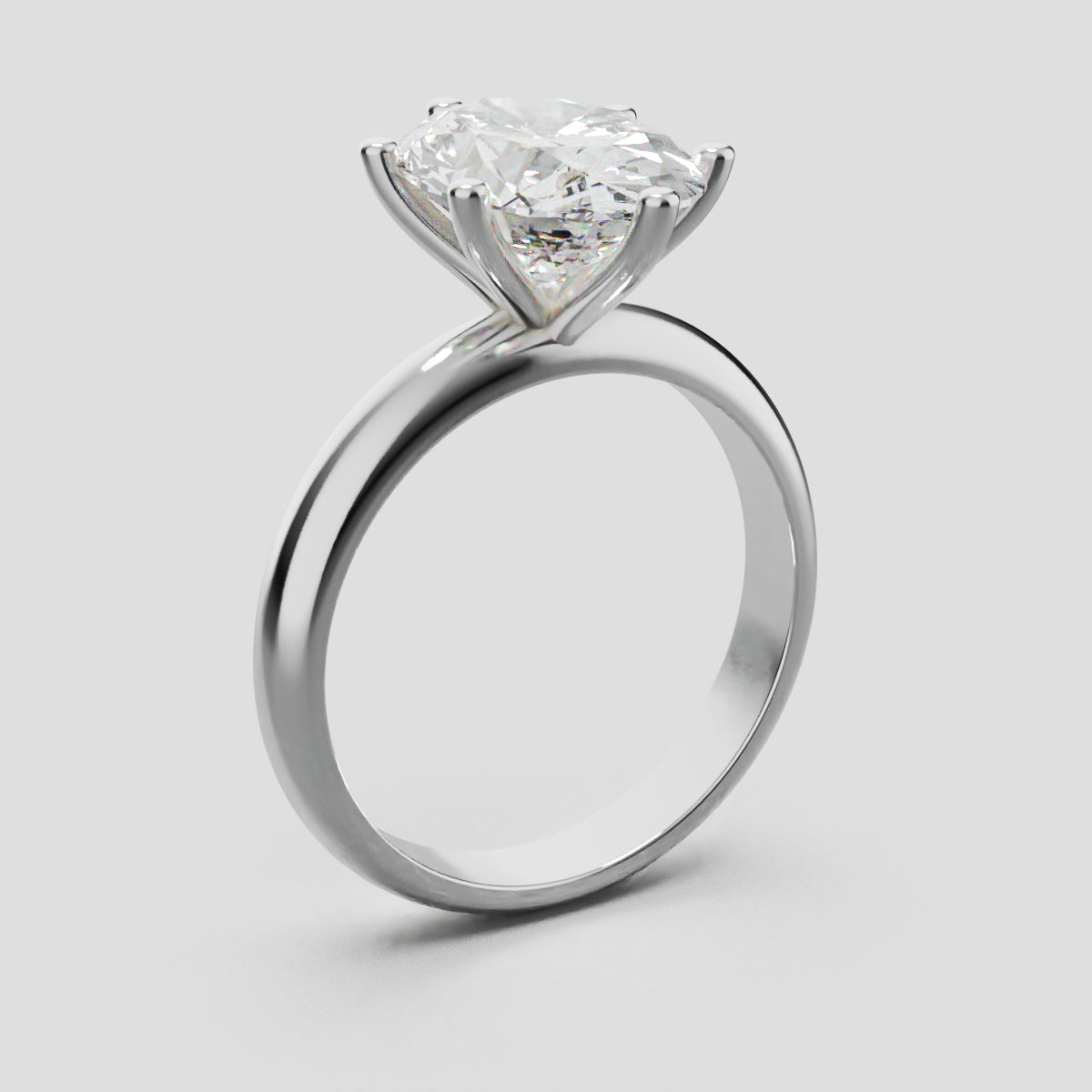 Sestante, 3ct oval lab grown diamond engagement ring, Plain Sides, 6 Prongs, 18K white gold - ne