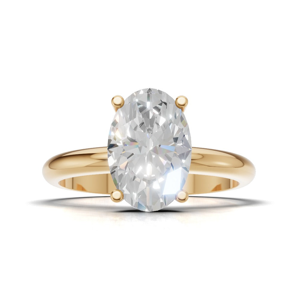 Riserbo, 1.5ct oval lab grown diamond engagement ring, Plain Sides, Hidden Halo, 18K yellow gold - view 4