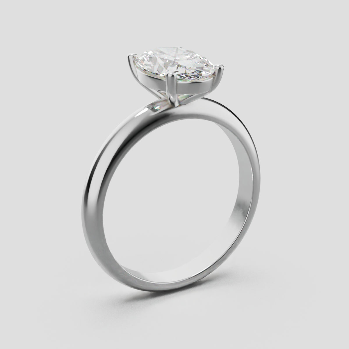 Candore, 1.5ct oval lab grown diamond engagement ring, Plain Sides, Plain Gallery, 18K white gold - ne