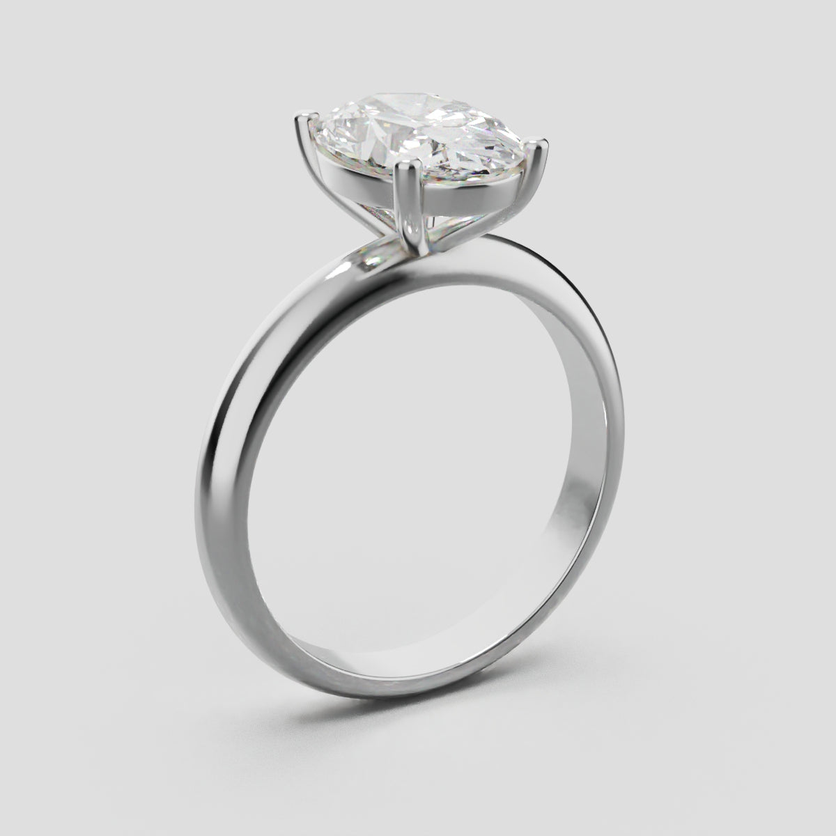 Candore, 2ct oval lab grown diamond engagement ring, Plain Sides, Plain Gallery, 18K white gold - ne