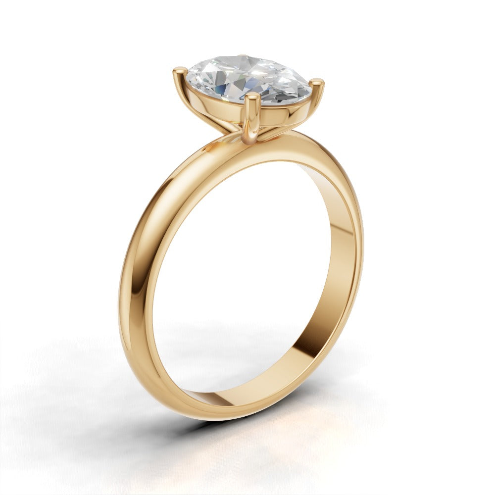 Candore, 1.5ct oval lab grown diamond engagement ring, Plain Sides, Plain Gallery, 18K yellow gold - ne