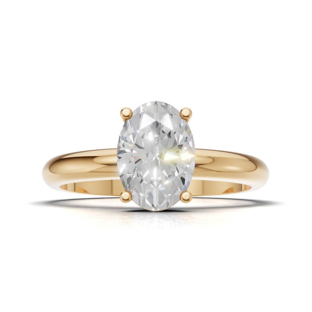 Candore, 1ct oval lab grown diamond engagement ring, Plain Sides, Plain Gallery, 18K yellow gold - view 4