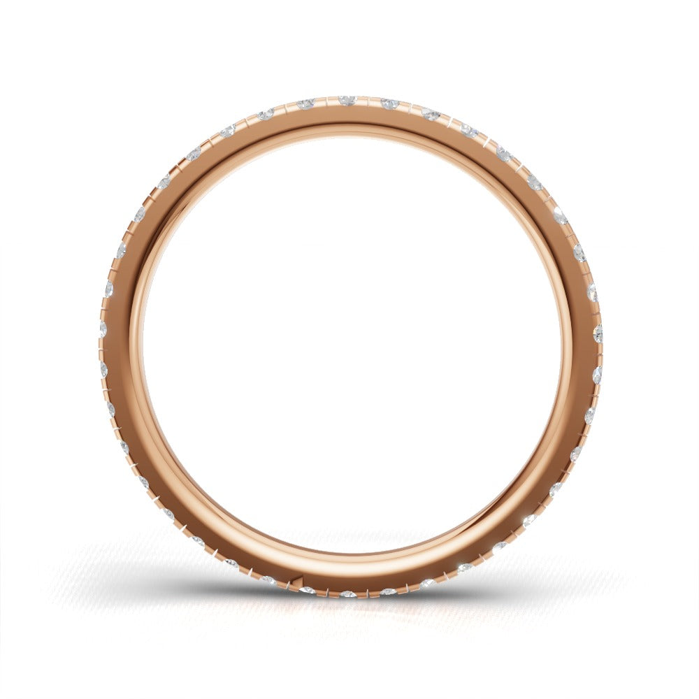 Full Eternity Pave 1.5mm lab grown diamond wedding band, 18K rose gold - see through