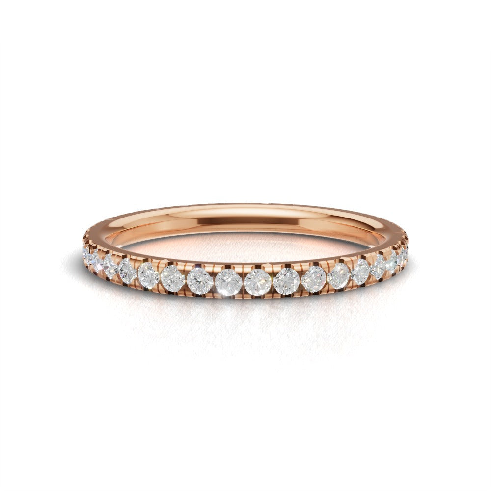 Full Eternity Pave 1.5mm lab grown diamond wedding band, 18K rose gold - view 4