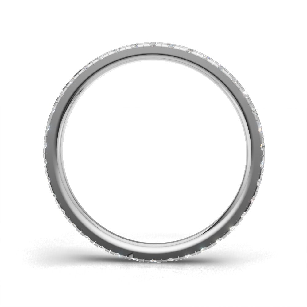 Full Eternity Pave 1.5mm lab grown diamond wedding band, 18K white gold - see through