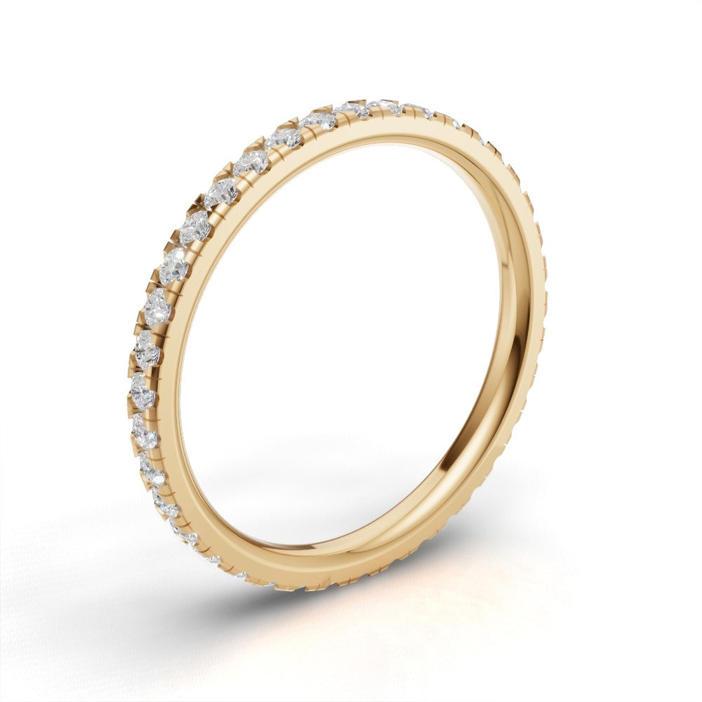 Full Eternity Pave 1.5mm lab grown diamond wedding band, 18K yellow gold - ne