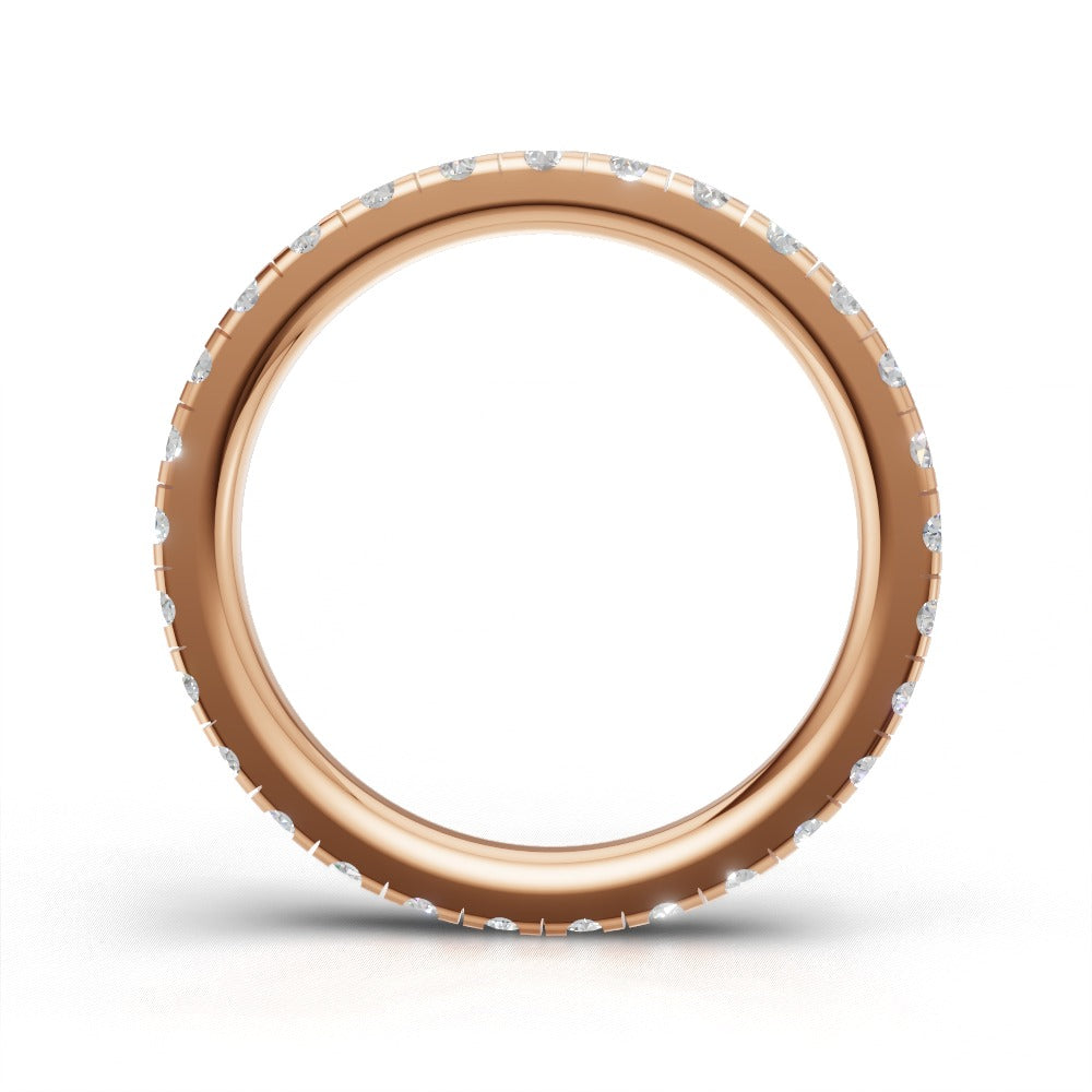 Full Eternity Pave 1.7mm lab grown diamond wedding band, 18K rose gold - see through