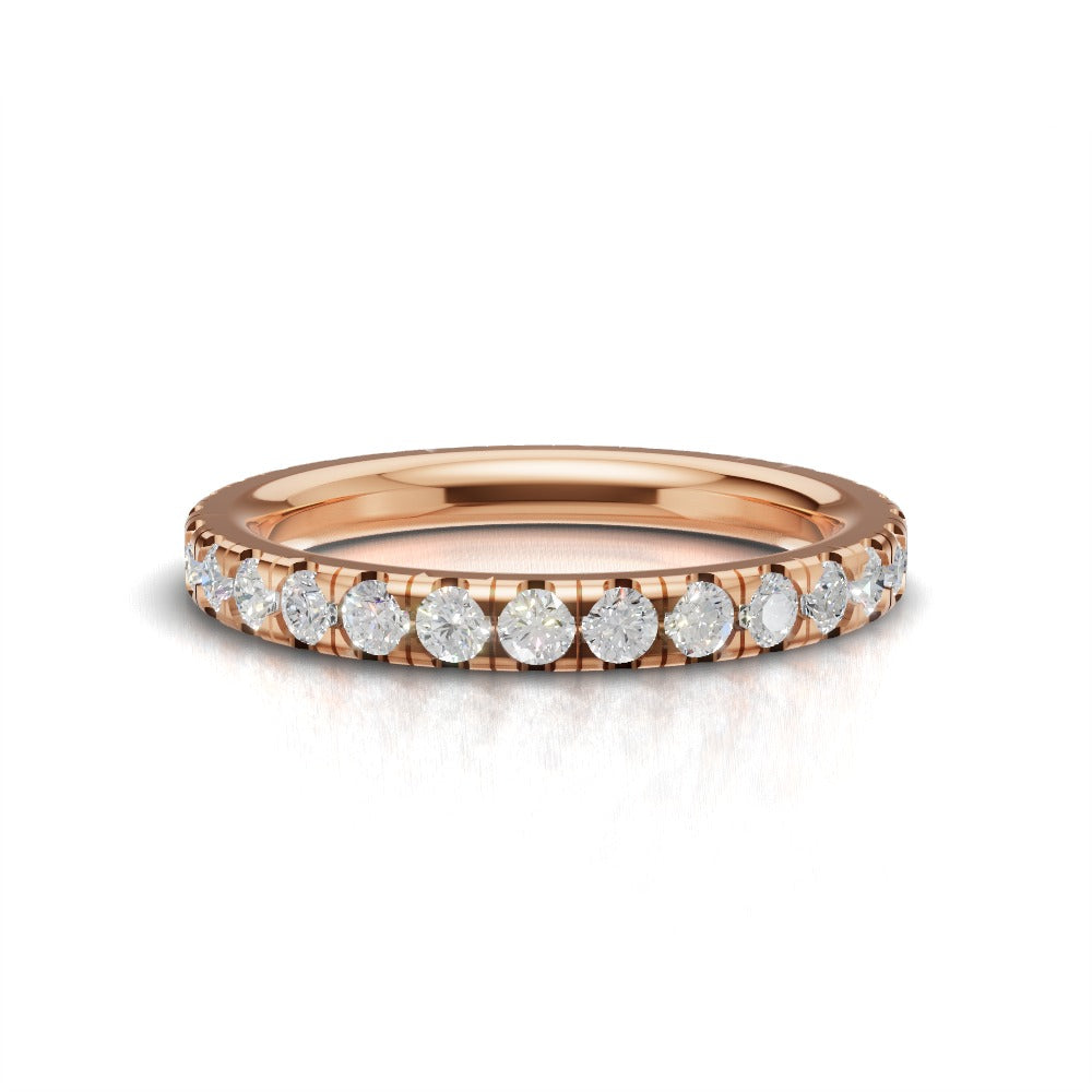 Full Eternity Pave 1.7mm lab grown diamond wedding band, 18K rose gold - view 4