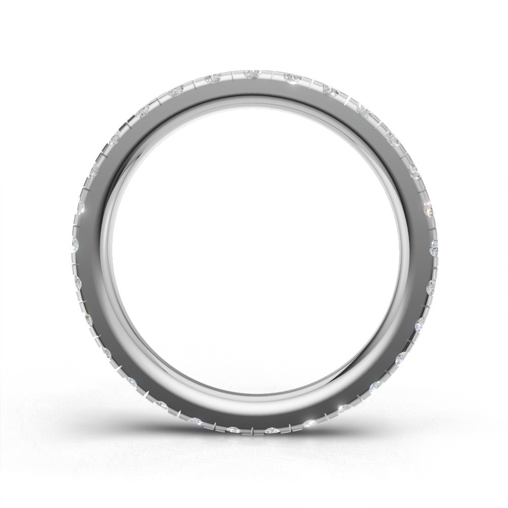 Full Eternity Pave 1.7mm lab grown diamond wedding band, 18K white gold - see through