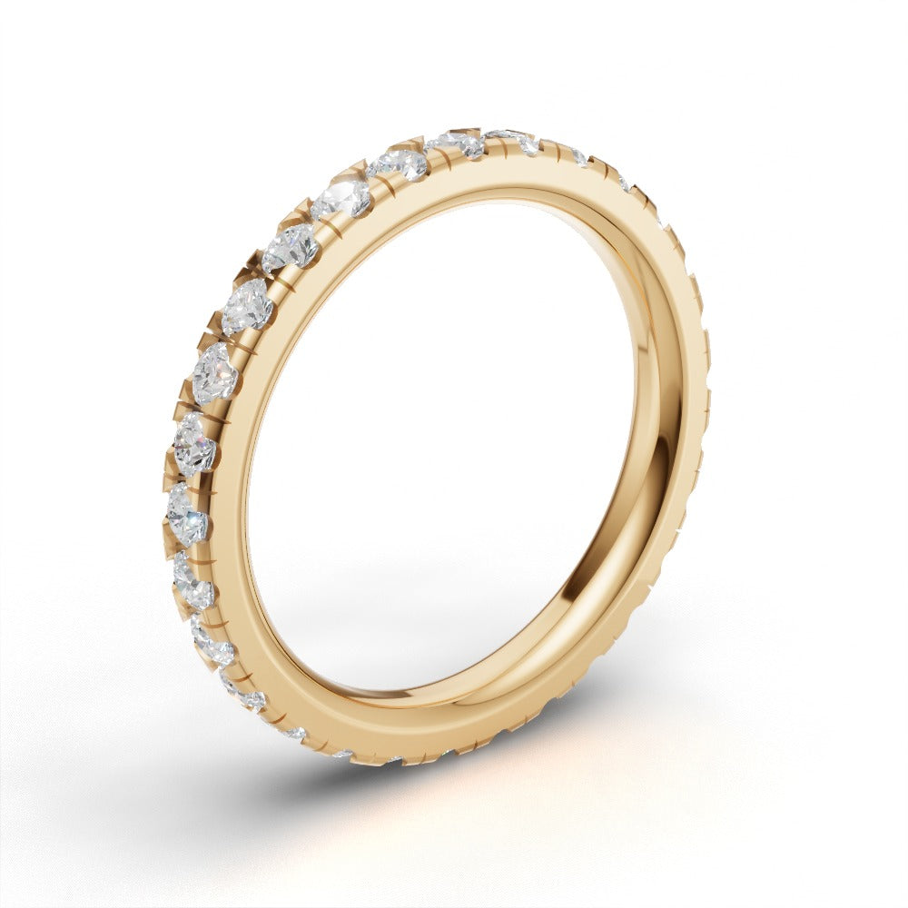Full Eternity Pave 1.7mm lab grown diamond wedding band, 18K yellow gold - ne